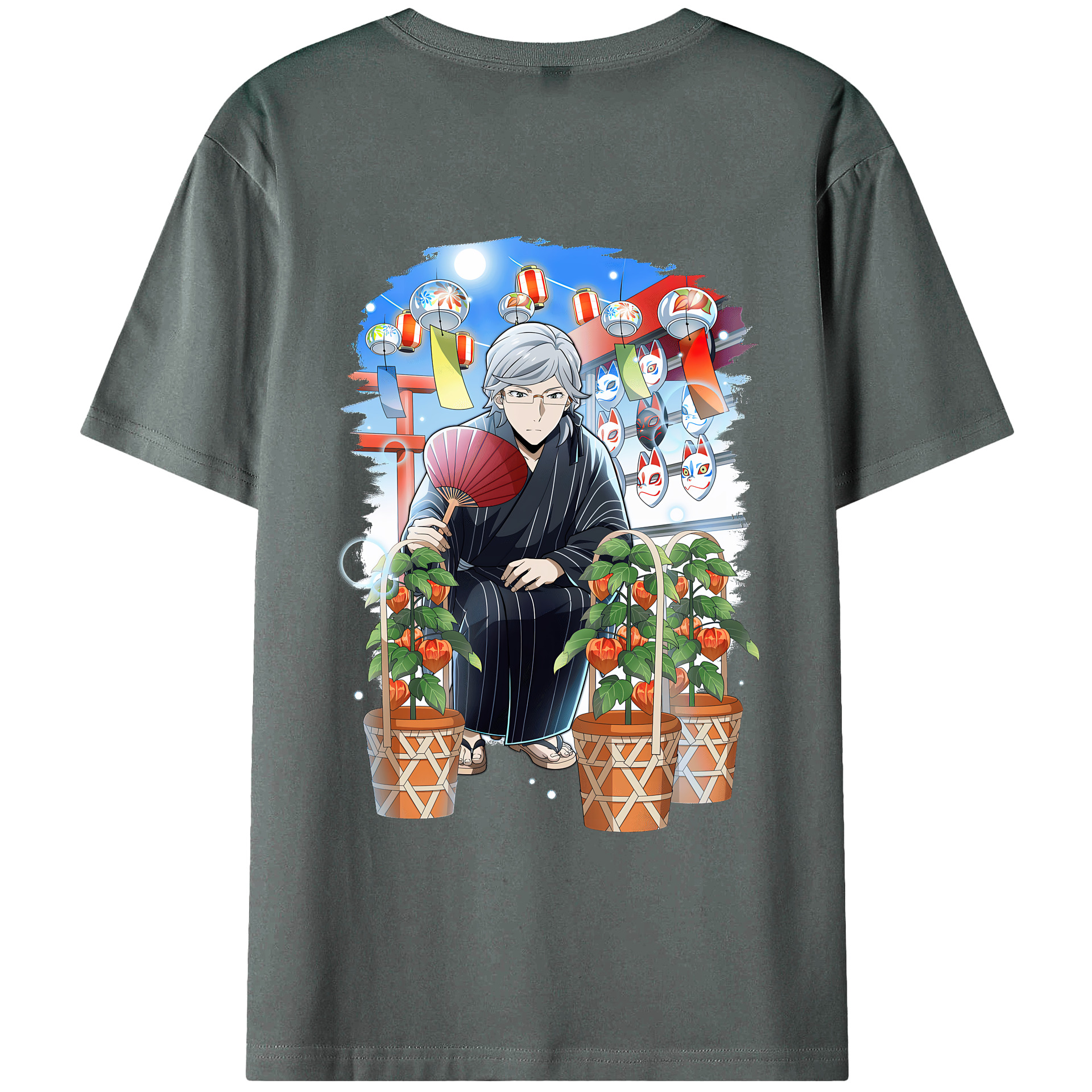 （画像用） 文豪ストレイドッグス Bungo Stray Dogs 綿100％ メンズ半袖Tシャツ（バックプリント） 通気性